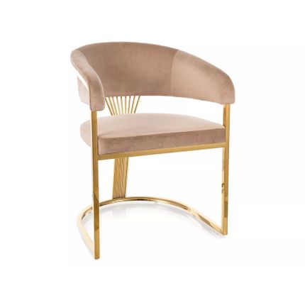 Krzesło CROWN Velvet - złoty/beżowy Bluvel 28