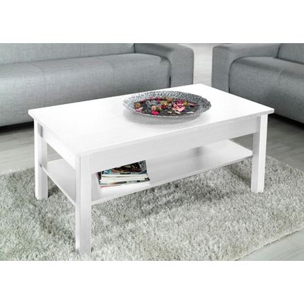 Ława z półką HIGH GLOSSY FURNITURE - biały