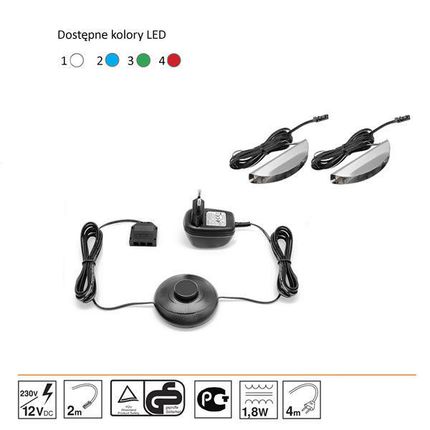 Oświetlenie 2 LED białe High Glossy Furniture