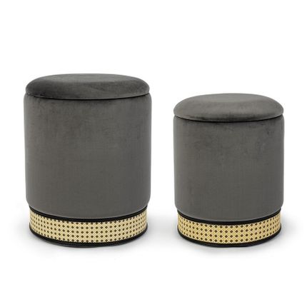 Zestaw 2 tapicerowanych puf MILENA DARK GREY