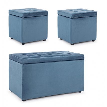 Zestaw tapicerowanych puf BELLVILLE BLU