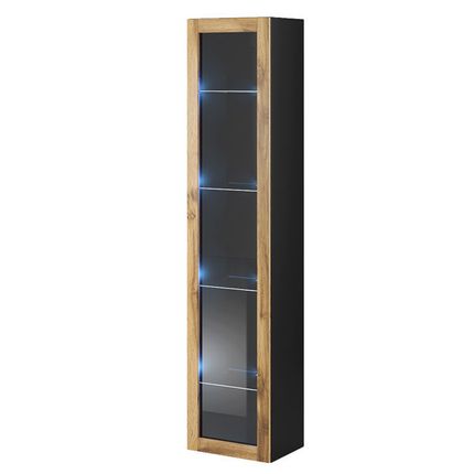 Witryna wisząca 1-drzwiowa VIDAGO 180 cm - dąb wotan/czarny mat
