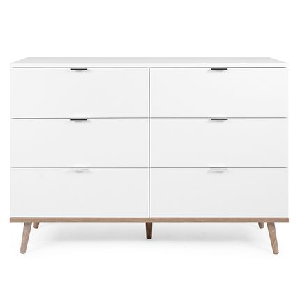 Komoda GÖTEBORG 6S 120 cm - biały mat/dąb sonoma
