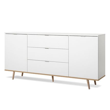 Komoda GÖTEBORG 2D3S 180 cm - biały mat/dąb sonoma