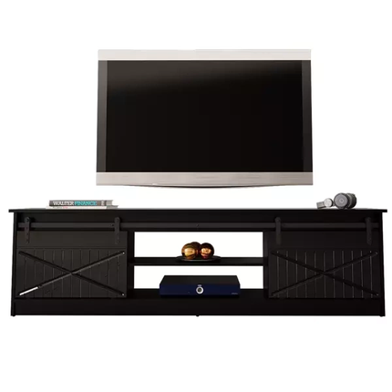 Szafka RTV 2-drzwiowa WINDSOR 200 cm - czarny mat/czarny połysk