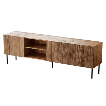 Frezowana szafka RTV 4-drzwiowa FIORI 190 cm - dąb wotan