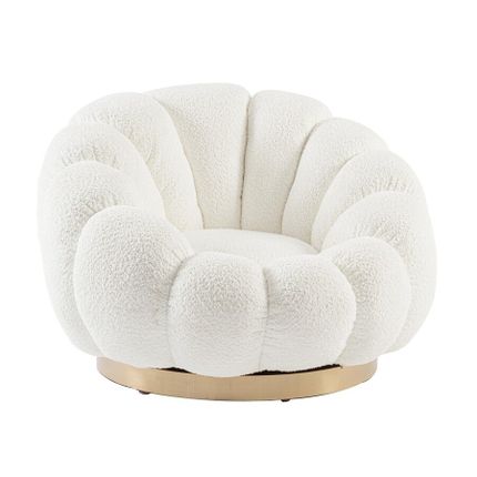 Fotel obrotowy FLOREL WHITE - biały/złoty