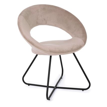 Fotel welurowy VANITY - taupe/czarny