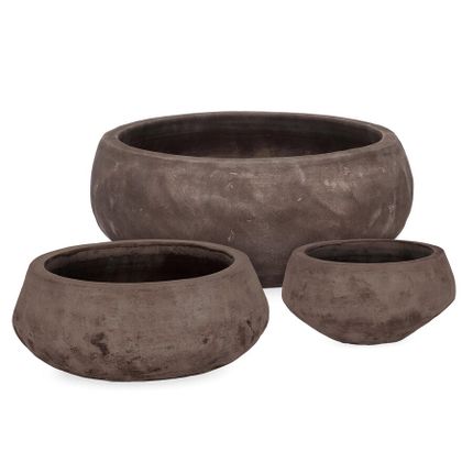 Zestaw 3 niskich donic MINH BOWL - brązowy