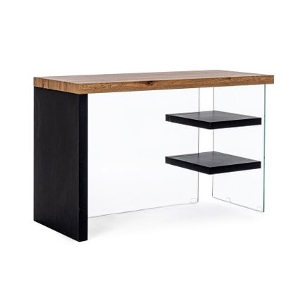 Biurko z półkami LINE WOOD BLACK 120x50 - naturalny/czarny