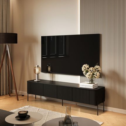 Szafka RTV 4-drzwiowa ARIA 190 cm - czarny mat