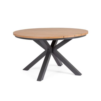 Stół okrągły ogrodowy ZELMAR 130 cm - naturalny/antracyt