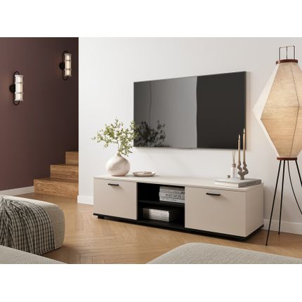 Szafka RTV 2-drzwiowa SIMPLE 140 cm - kaszmir/czarny mat