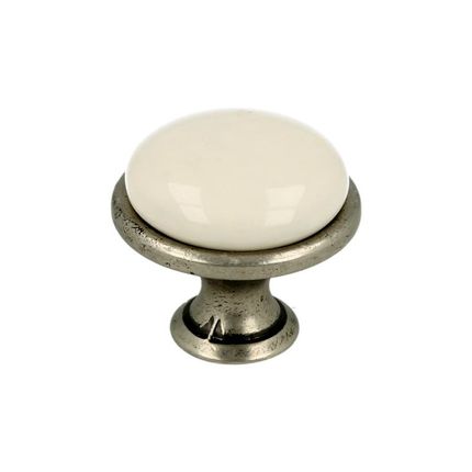Gałka GP19 - nikiel patynowany, porcelana mleczna / fi 29 mm