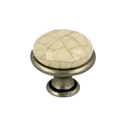Gałka GP19 - nikiel patynowany, mleczna porcelana popękana / fi 29 mm
