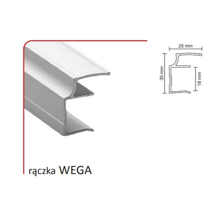 Rączka WEGA 18/P do drzwi przesuwnych - srebrny / dł. 270 cm