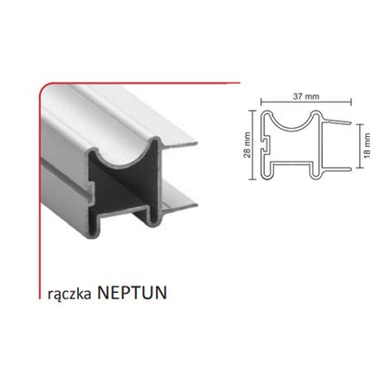 Rączka NEPTUN 18/P do drzwi przesuwnych - srebrny / dł. 270 cm