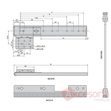 Pręt DZ61050 Dł.230cm Do Prowadnic 1316/1319