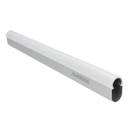 Drążek owalny zamknięty Aluprofil z nakładką - aluminium/biały / dł. 295 cm