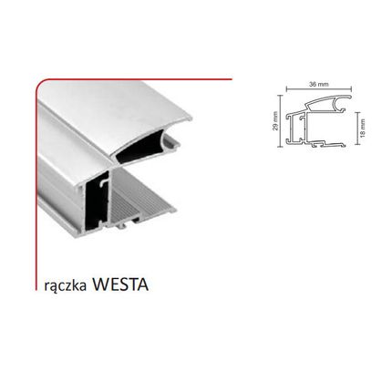 Rączka WESTA 18/P do drzwi przesuwnych - srebrny / dł. 270 cm