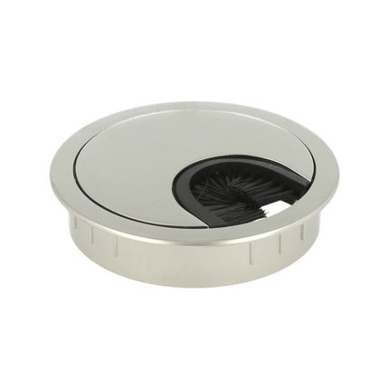 Przepust kablowy okrągły K260 metalowy - nikiel satyna / fi 60 mm
