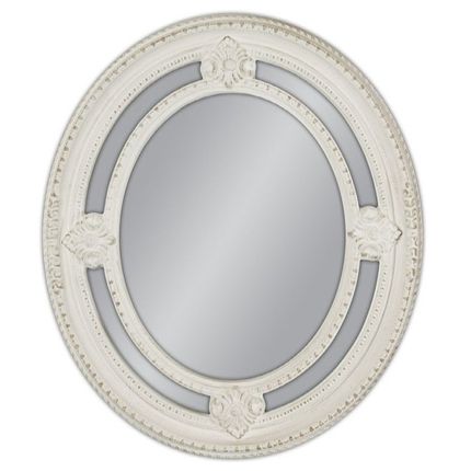 Lustro owalne PU027 62x72 - przecierany biały