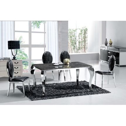 Stół 728 ITALIAN DESIGN 150x90 - czarny/srebrny