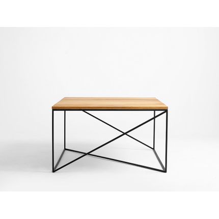 Stolik MEMO SOLID WOOD 100x100 - naturalny/czarny
