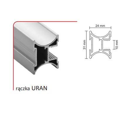 Rączka URAN 10/P do drzwi przesuwnych - biały połysk / dł. 270 cm