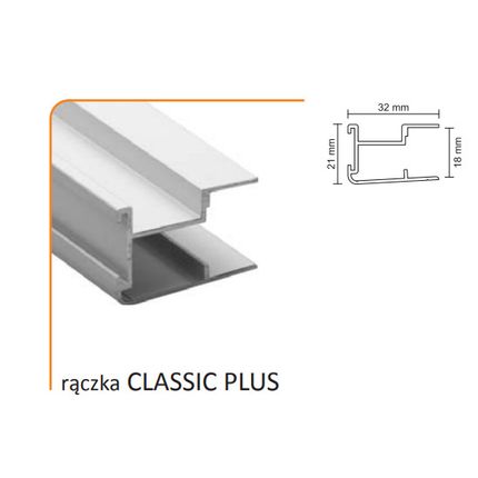 Rączka CLASSIC PLUS 18/M do drzwi przesuwnych - biały połysk / dł. 270 cm
