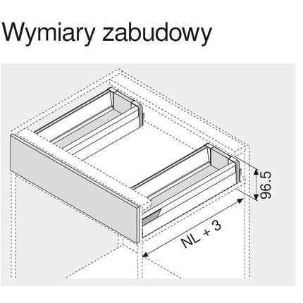 Szuflada Tandembox Wys.M=83mm ZLEWOZMYWAKOWA Dł.50cm 30kg Biała