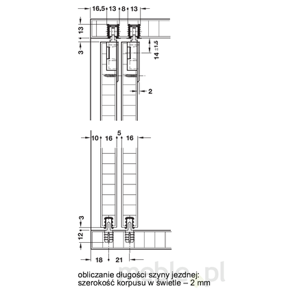 Szyna Jezdna Górna System  FINGER FIX  INFRONT Srebrna 200CM