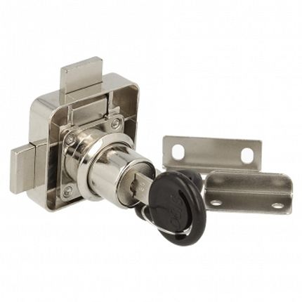 Zamek kwadratowy prawy Siso X-850 z podwójnym ryglem - niklowany / fi 19 mm
