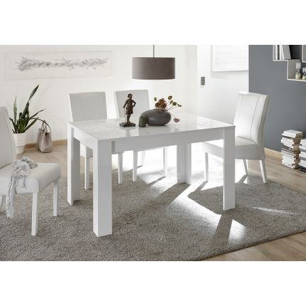 Stół z dekorowanym blatem MIRO 180x90 - biały połysk