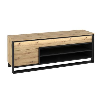 Szafka RTV z oświetleniem QUANT QA-04 - dąb artisan/czarny