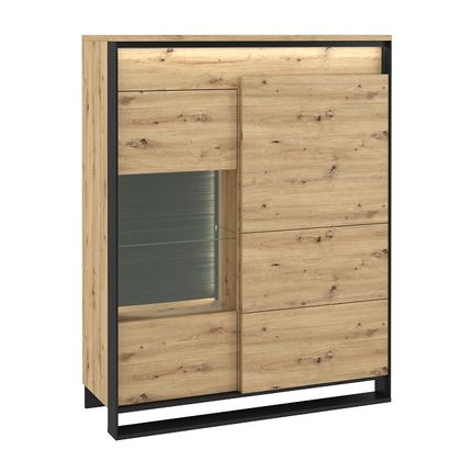Witryna 2-drzwiowa z oświetleniem QUANT QA-06 - dąb artisan/czarny