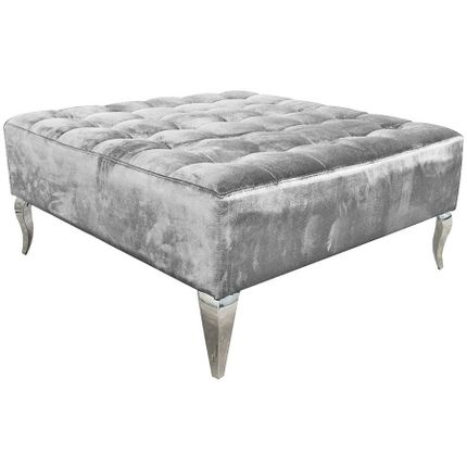 Pufa kwadratowa pikowana POUF002 - srebrny