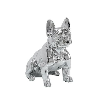 Figura siedzącego psa BULDOG FRANCUSKI A258 - srebrny