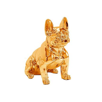 Figura siedzącego psa BULDOG FRANCUSKI A258 - złoty