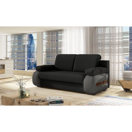 Sofa rozkładana z bokami LAURA - tkanina Sawana 14/ekoskóra Soft 29
