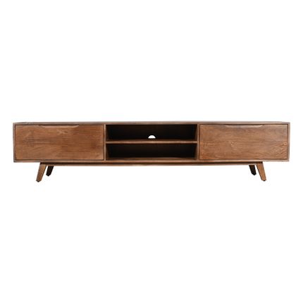 Szafka RTV drewniana z dwiema szufladami STOCKHOLM 210 cm - mango orzech włoski