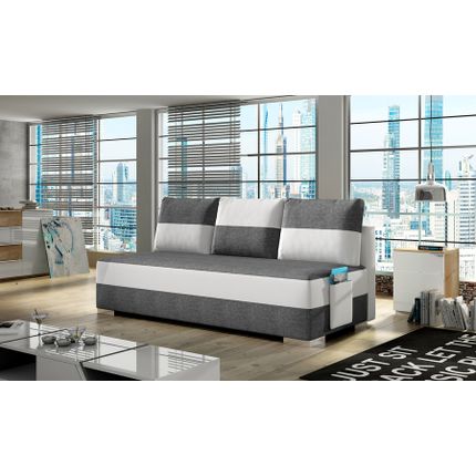 Sofa rozkładana z kieszenią ATILA - tkanina Sawana 21/ekoskóra Soft 17