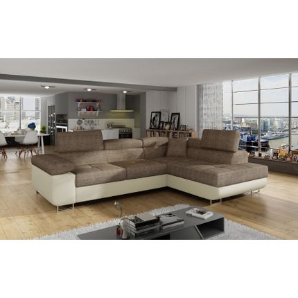 Narożnik rozkładany ANTON - tkanina Berlin 03/ekoskóra Soft 33