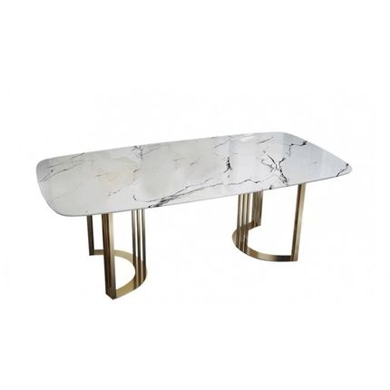 Stół ALVARO GOLD 180x90 - biały/złoty