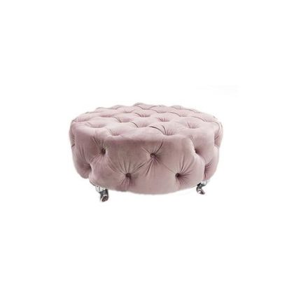 Puf okrągły pikowany CHESTERFIELD - pudrowy róż