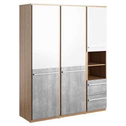 Szafa 3-drzwiowa PLANO PN-01 - dąb nash/biały
