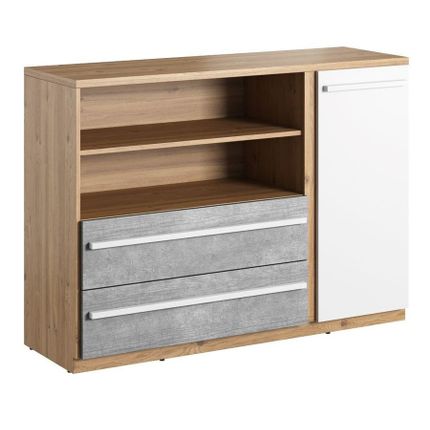 Komoda PLANO PN-05 2 szuflady - dąb nash/biały/beton