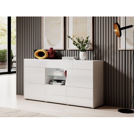 Komoda z wnęką TOLEDO 26 - biały laminat/biały połysk