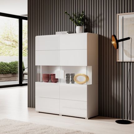 Komoda TOLEDO 42 - biały laminat/biały połysk