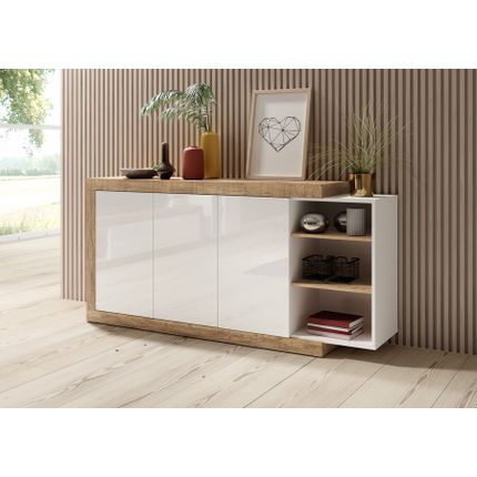 Komoda 3-drzwiowa 180 cm SINTRA 47 - dąb Samdal/biały połysk